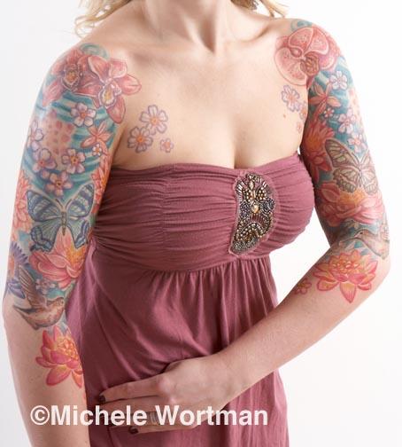 Tattoos - Jenn flight and flowers bodyset - 73229